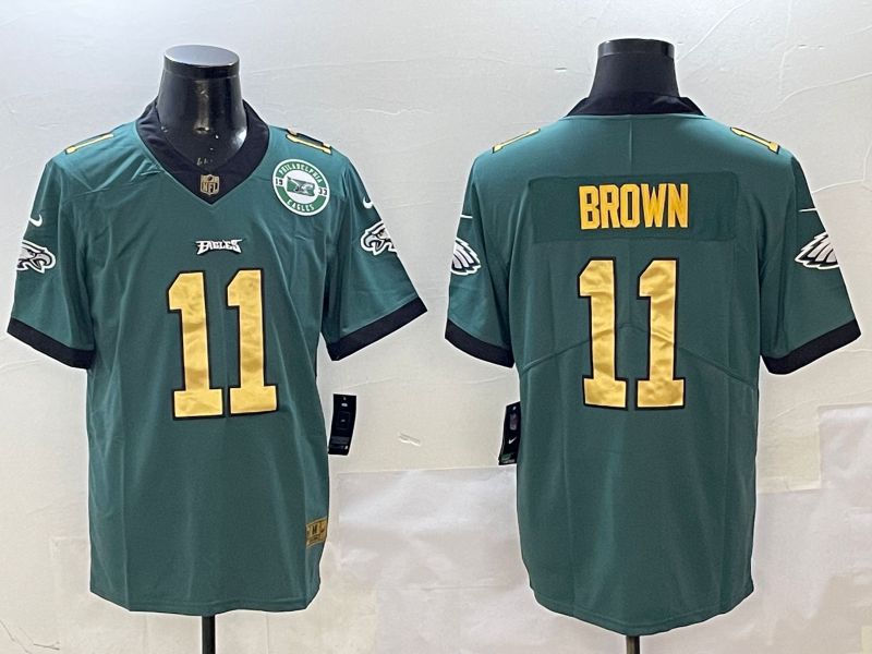 Men Philadelphia Eagles #11 Brown Green Gold Nike 2025 Limited NFL Jersey style 3